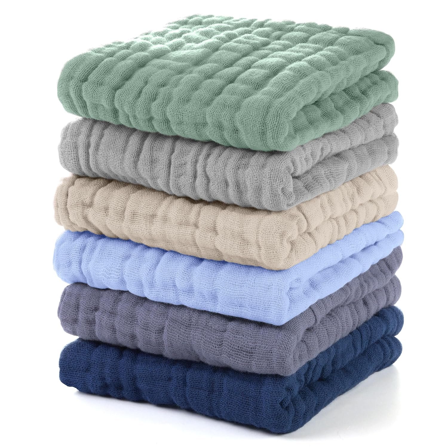 Unnivoll Muslin Burp Cloths Baby 12”X12”, Baby Washcloths 6 Pack, 100% Cotton Baby Wash Cloths Absorbent and Soft for Newborn Infants Kids Boys Girls – Multicolor